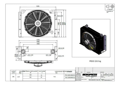 TROCADOR DE CALOR 200L 12V DC