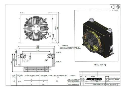 TROCADOR DE CALOR 130L 220V AC