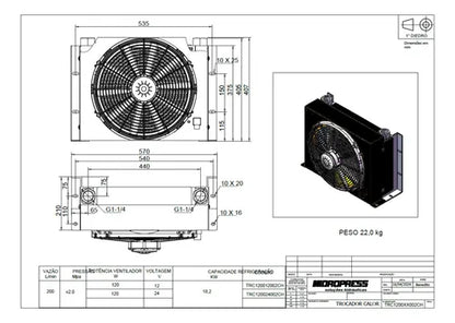 TROCADOR DE CALOR 200L 12V DC